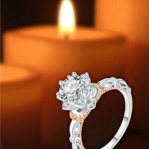 Luxury Diamond tested 925 Silver Moissanite‎ 1k Ring - tested diamond!-Certified